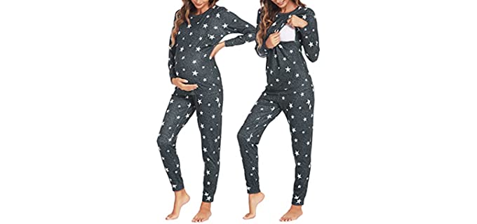 Ekouaer Women's Thermal - Nursing Pajamas