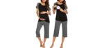 Ekouaer Women's Double Layers - Neutral Nursing Pajamas