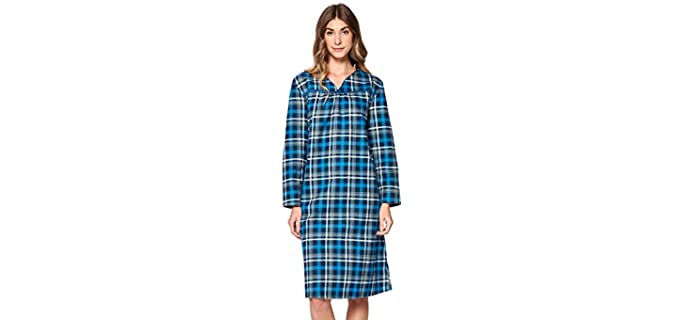 Casaul Nights Women's Plaid - Flannel Nightgown for the Elderly