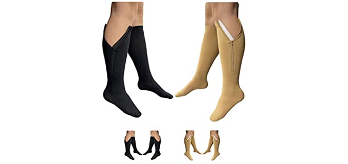 HealthyKnees Unisex Set - Zipper Compression Socks for Seniors