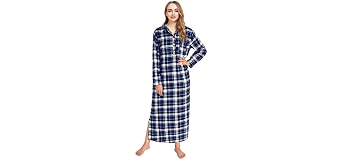 Latuza Women's Full Length - Flannel Nightgown for the Elderly