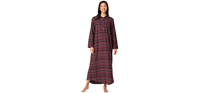 PajamaGram Women's Plaid - Cotton Flannel Nightgown for the Elderly