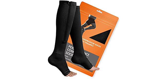Cerpite Unisex Open Toe - Zipper Compression Socks for Seniors