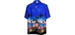 Pacific Legend Men's Parrot Beach - Cotton Hawaiian Shirt