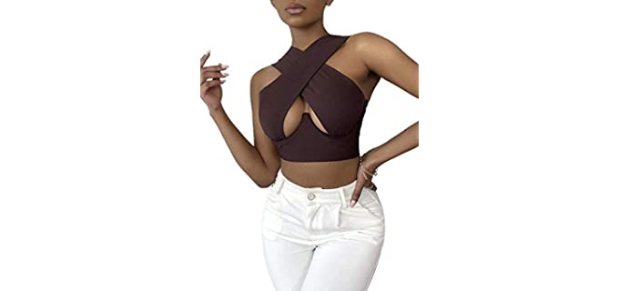 Sheln Women's Crisscross - Criss Cross Cleavage Top