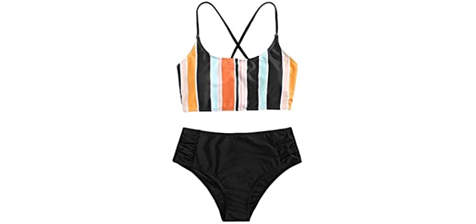 SweatyRocks Women's Striped - Teenager Bikini Set
