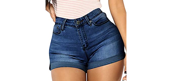 Vanberfia Women's Stretchy - Curvy Women's Shorts