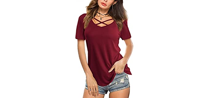 Amoretu Women's V-Neck - Shirt for and Apple Shape Figure