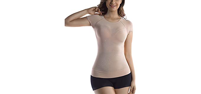 +MD Women's Slimming - Sweat Proof Slimming T-Shirt