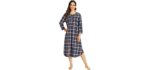 Latuza Women's Plaid - Flannel Nightgown for Elderly Persons