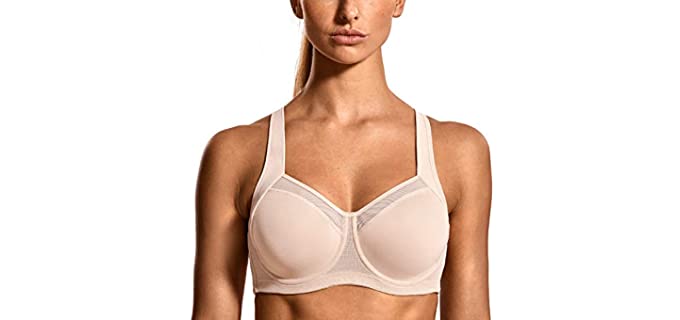 SYROKAN Women's Underwire High Impact - Best Racerback Bra for Back Fat