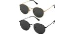 Ontry Unisex Polarized - Small Round Metal Sunglasses