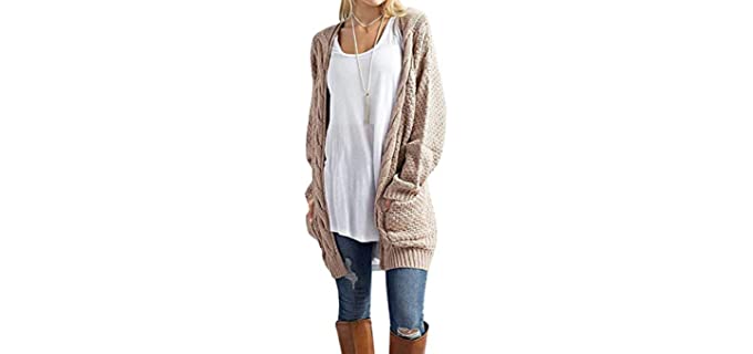 Grecerelle Women's Loose - Cable Knit Cardigan Sweater
