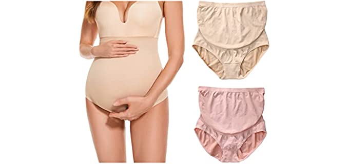 Kunindome Women's Over Belly - Seamless Maternity Underwear