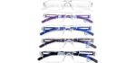 Aqwano Unisex Glare - Rimless Blue Light Reading Glasses 5-Pack