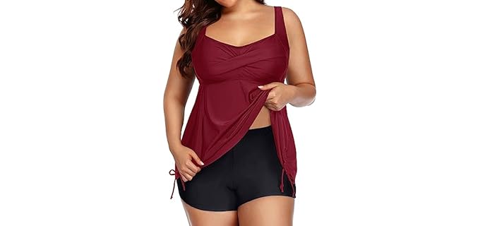 Aqua Eve Flowy - Plus Size Tankini Swimdress with Shorts