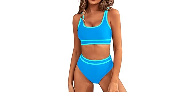 BMJL Sporty - High Waisted Bikini Set with Color Block Design