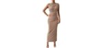 BTFBM Ruched - Chic Sleeveless Bodycon Maxi Dress