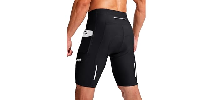 Bikewa Men's Pull On - Breathable Cycling Shorts with Secure Pockets