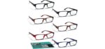 Boost Eyewear Unisex Traditional - Classic Reading Glasses in Value 6-Pack