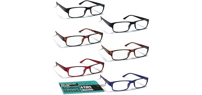 Boost Eyewear Unisex Traditional - Classic Reading Glasses in Value 6-Pack