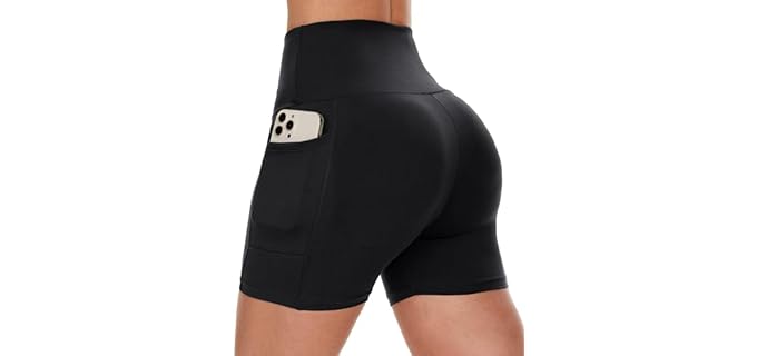 Campsnail Women's Spandex - High-Waist Biker & Yoga Shorts with Pockets