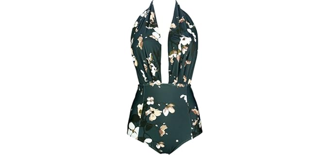 Cocoship Retro - Vintage Backless Pin-Up Swimsuit