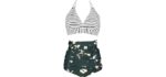 Cocoship Floral - Retro High-Waist Halter Bikini Set