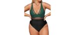 Cupshe Mesh Sheer - Plus Size V-Neck One-Piece Swimsuit