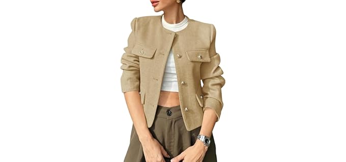 Cicy Bell Cropped Tweed - Elegant Blazer with Button Closure