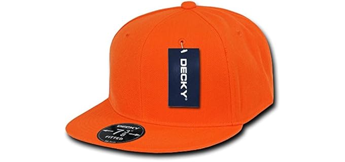 Decky Men's Fitted - Retro Flat Bill Fitted Baseball Cap