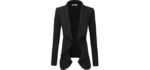 Doublju Draped - Elegant Open-Front Blazer for Work