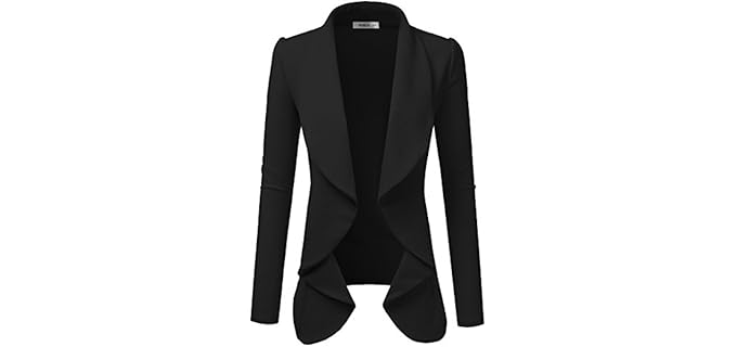Doublju Draped - Elegant Open-Front Blazer for Work