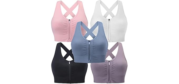 Evercute Strappy - Soft Strappy Zip-Front Post-Surgery Sports Bra