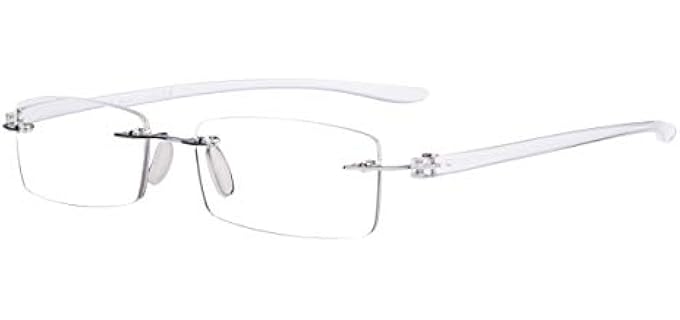 Eyekepper Unisex Small - Compact Rimless Reading Glasses with Acrylic Lenses