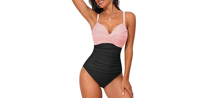Firpearl Twist Front - Underwire One-Piece with Tummy Control