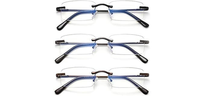 Hiyanjn Men's Frameless - Lightweight Frameless Blue Light Blocking Readers