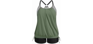 Holipick Tankini - Plus Size Blouson Swimwear with Shorts