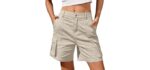 Ivir Women's Bermuda - Comfortable Cotton Cargo Shorts