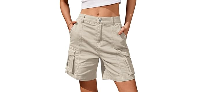Ivir Women's Bermuda - Comfortable Cotton Cargo Shorts