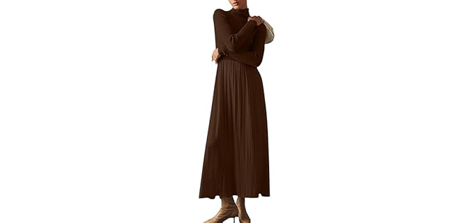 Lauweion Turtleneck - Ribbed Turtleneck Maxi Sweater Dress