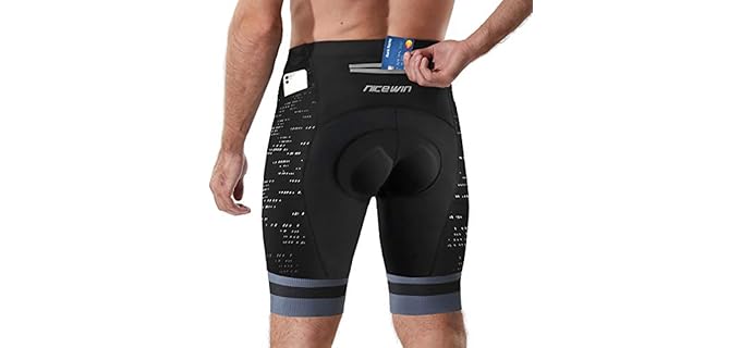 Nicewin Men's Elastic - Breathable Cycling Shorts with 4D Cushion
