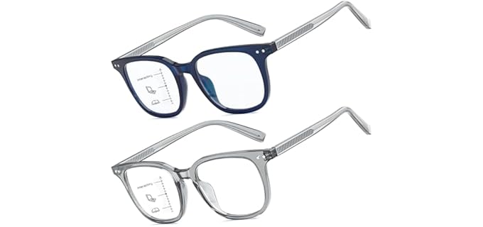 Missfive Unisex Exquisite - Stylish Progressive Multifocus Glasses with Blue Light Protection