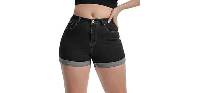 Romastory Folded Hem - High-Waist Folded Hem Stretch Shorts