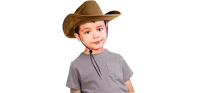 Rubies Kids's Faux-Suede - Brown Faux-Suede Cowboy Hat with Drawstring
