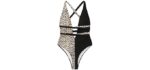 SweatyRocks Deep V - Criss-Cross  One-Piece Swimsuit