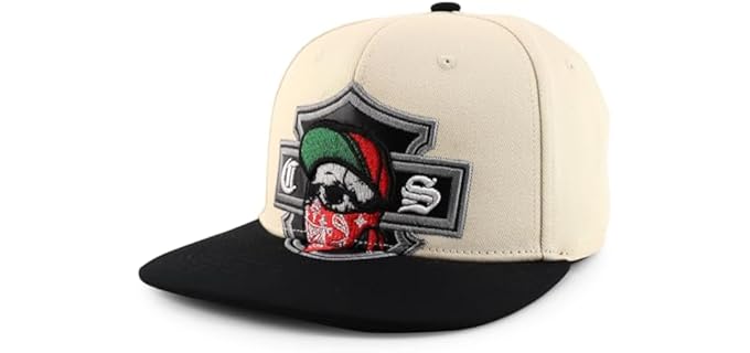 Trendy Apparel Shop Men's Chicano Skull - Bold Skull-Embroidered Flatbill Snapback Cap