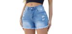 Tunlaud Distressed - High-Waisted Distressed Denim Shorts