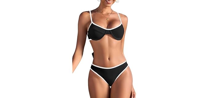 Zaful Colorblock - Ribbed Underwire Bikini