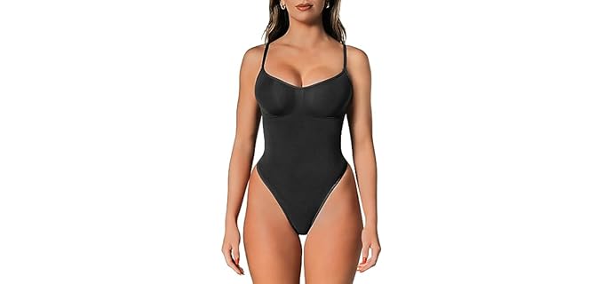 Herslims Shapewear - Seamless Tummy Control Bodysuit with Snap Crotch